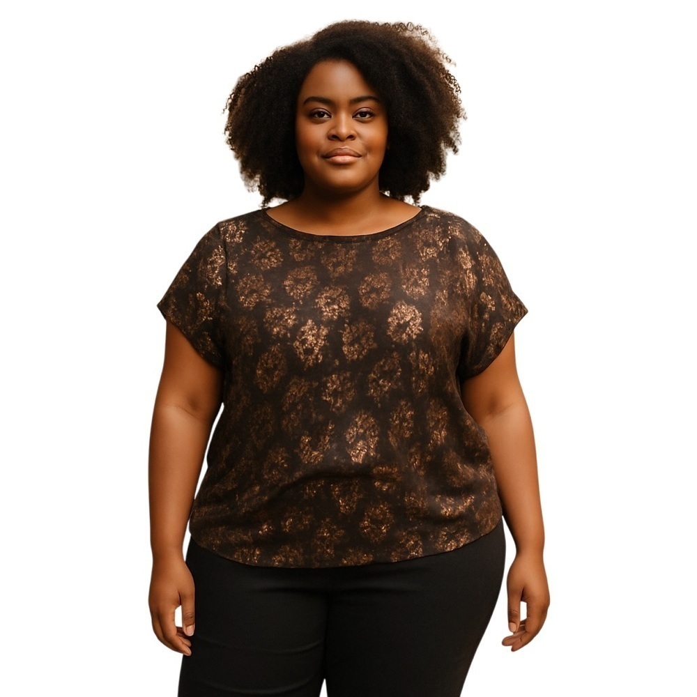 MICHAEL Michael Kors Plus Size Brown Sequined T-Shirt